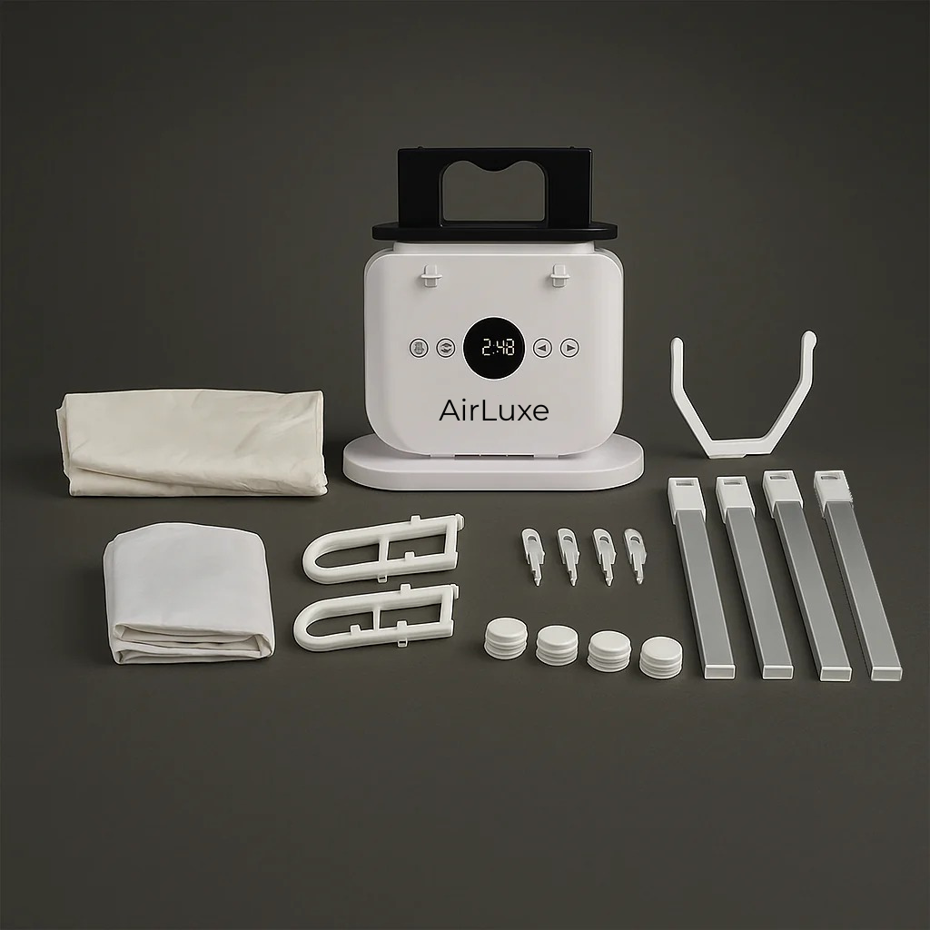 AirLuxe - מכונת הגיהוץ האוטומטית המתקדמת AUTOMATIC IRONING MACHINE 3.0 בצורת גוף, פועלת בגיהוץ מושלם של חולצות, שמלות, מכנסיים ועוד – רק מלבישים את הבגד על המכשיר והוא מתיישר ללא קמטים. המכשיר חוסך זמן יקר, חשמל וכסף, מבטל את הסיכון בגיהוץ רגיל עם מגהץ חם, נוח לשימוש יומיומי, קומפקטי וקל לאחסון, מתאים לכל בית מודרני ומעניק תוצאה מקצועית כמו מניקוי יבש. אידיאלי למשפחות, עסוקים, סטודנטים וכל מי שרוצה פתרון חכם ומהיר לבגדים חלקים ומסודרים.